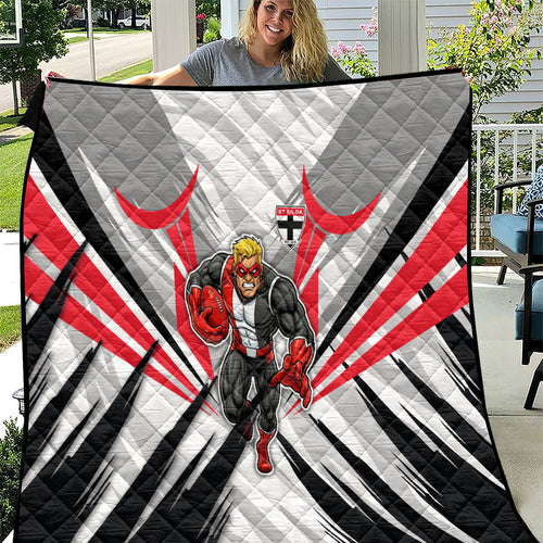 St Kilda Saints Australian Football Quilt Superhero Mascot Graphic - Bold Team Colors