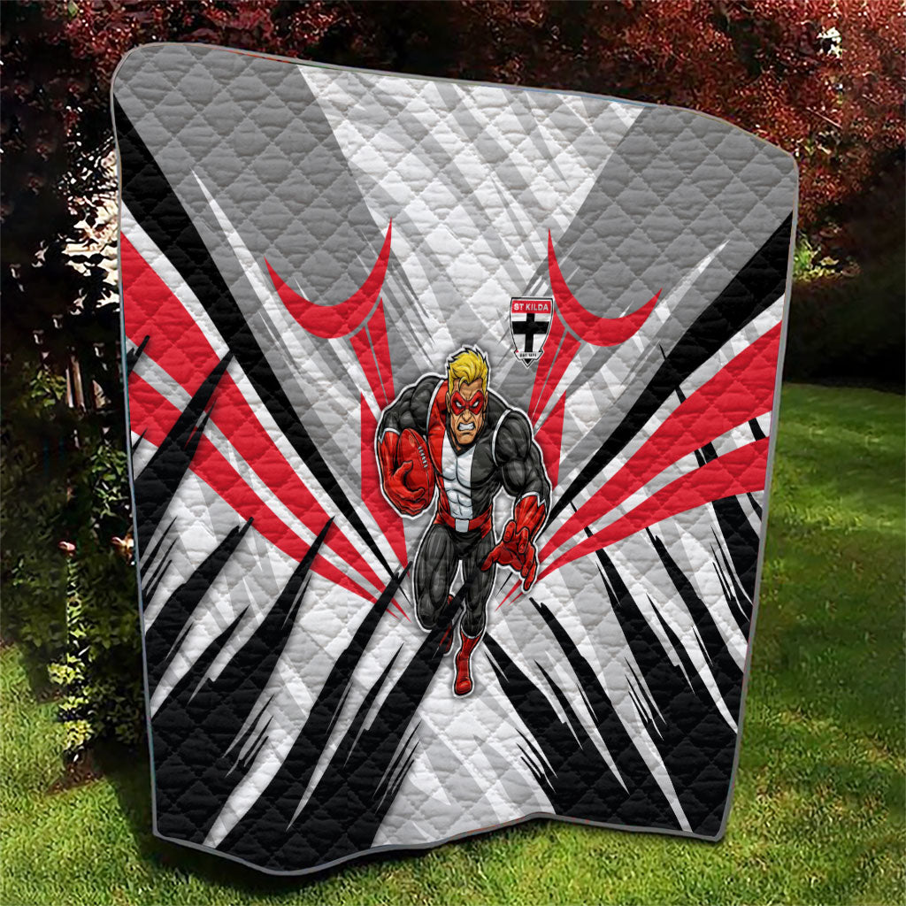 St Kilda Saints Australian Football Quilt Superhero Mascot Graphic - Bold Team Colors