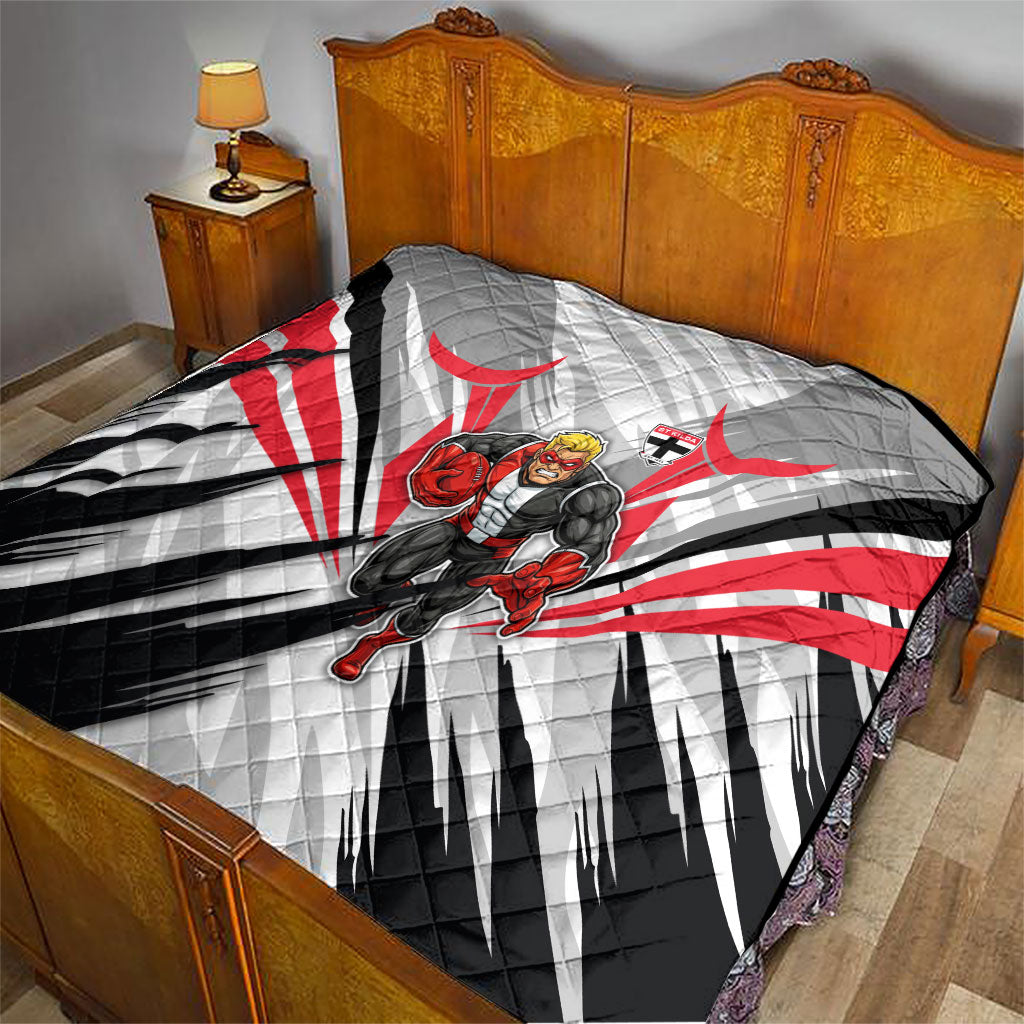 St Kilda Saints Australian Football Quilt Superhero Mascot Graphic - Bold Team Colors