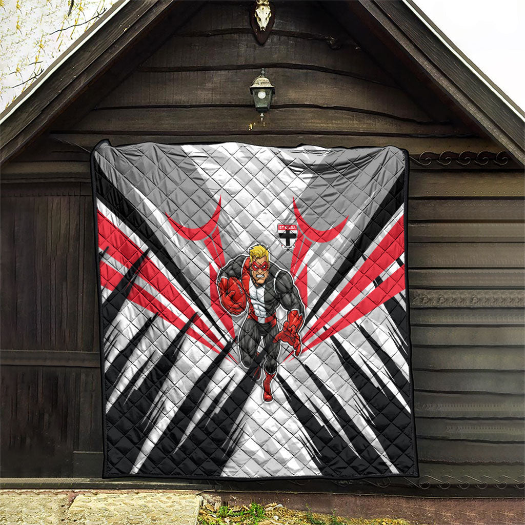 St Kilda Saints Australian Football Quilt Superhero Mascot Graphic - Bold Team Colors