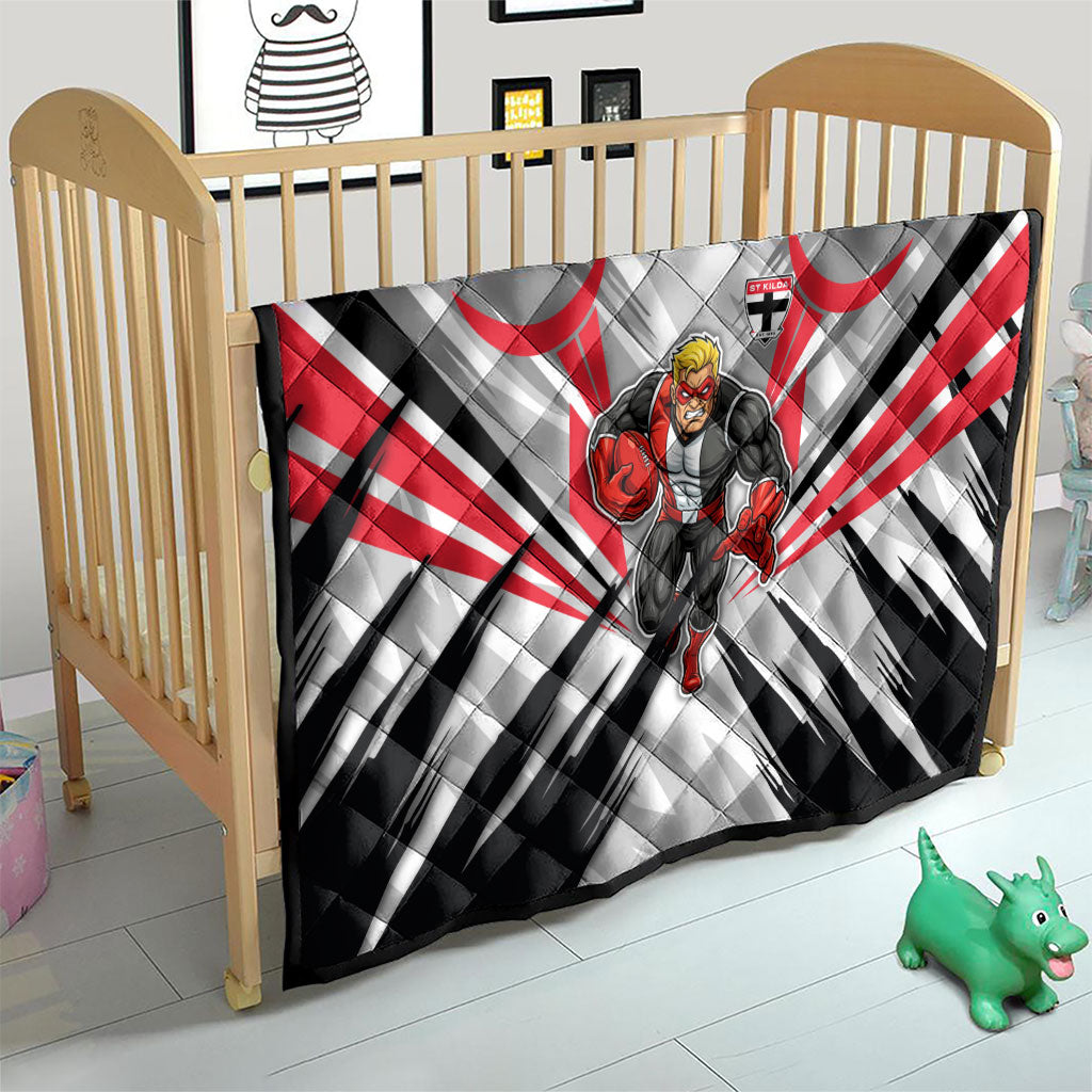 St Kilda Saints Australian Football Quilt Superhero Mascot Graphic - Bold Team Colors