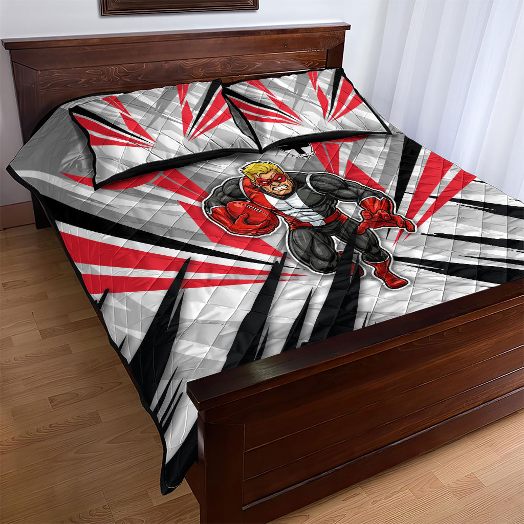 St Kilda Saints Australian Football Quilt Bed Set Superhero Mascot Graphic - Bold Team Colors
