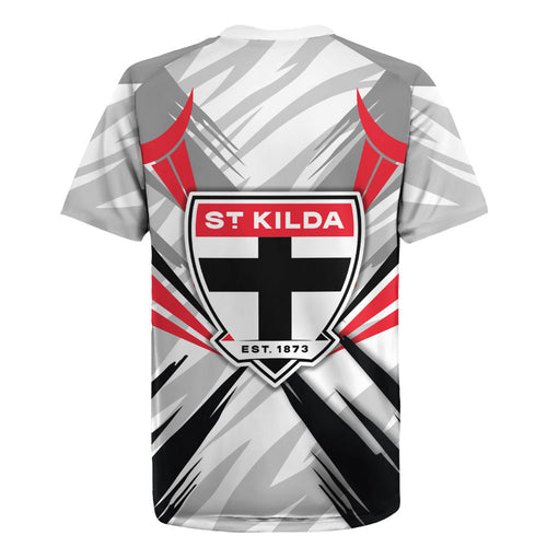 St Kilda Saints Australian Football Rugby Jersey Superhero Mascot Graphic - Bold Team Colors