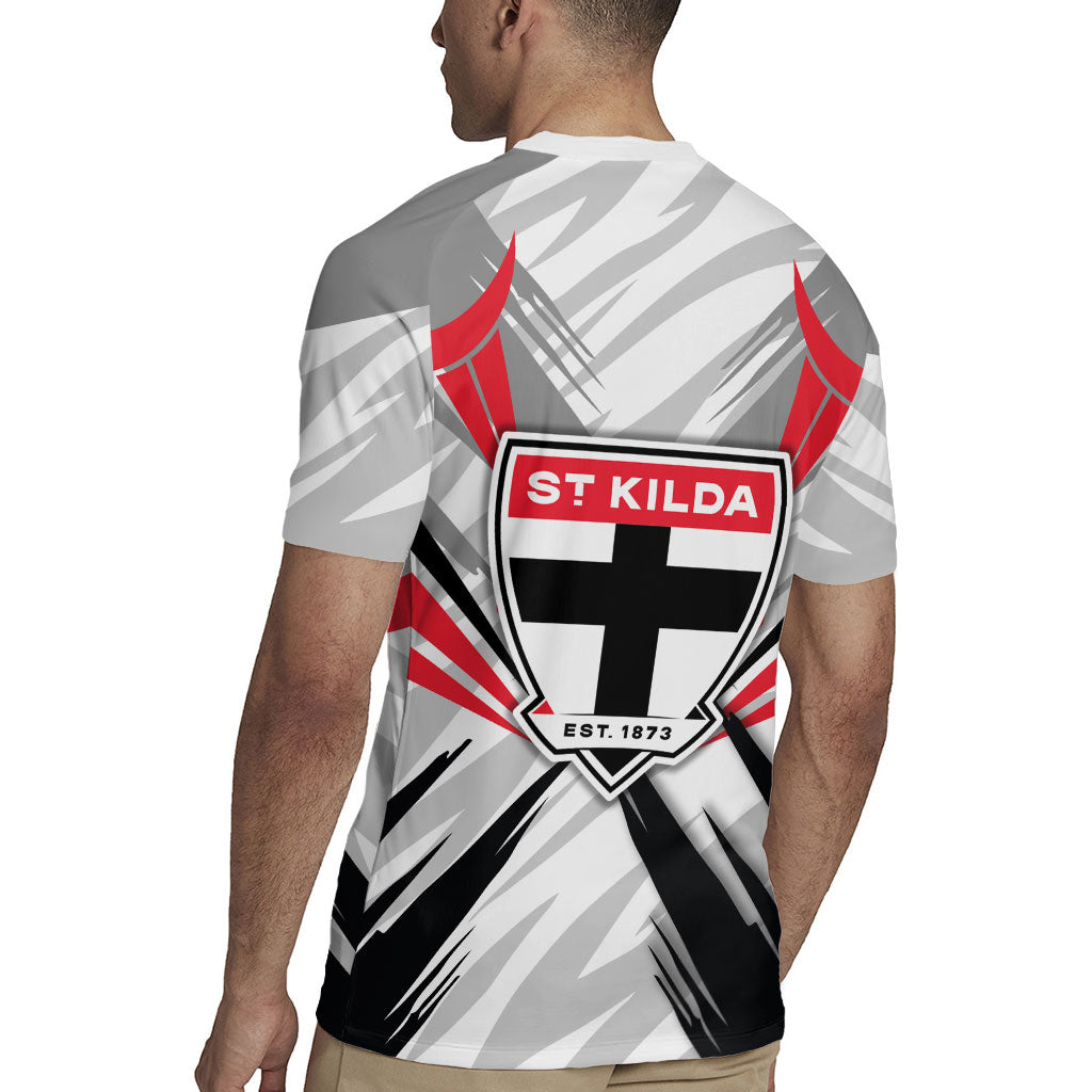 St Kilda Saints Australian Football Rugby Jersey Superhero Mascot Graphic - Bold Team Colors