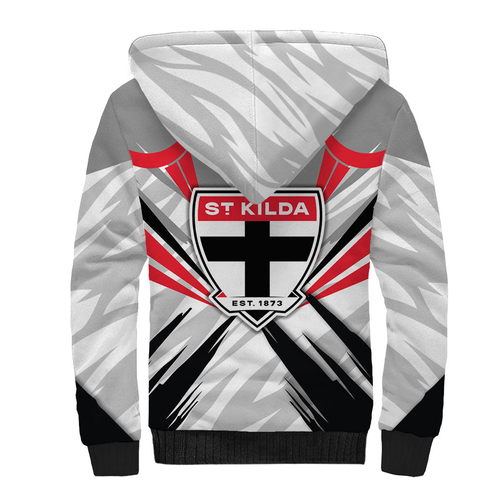 St Kilda Saints Australian Football Sherpa Hoodie Superhero Mascot Graphic - Bold Team Colors