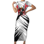 St Kilda Saints Australian Football Short Sleeve Bodycon Dress Superhero Mascot Graphic - Bold Team Colors