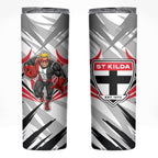 St Kilda Saints Australian Football Skinny Tumbler Superhero Mascot Graphic - Bold Team Colors