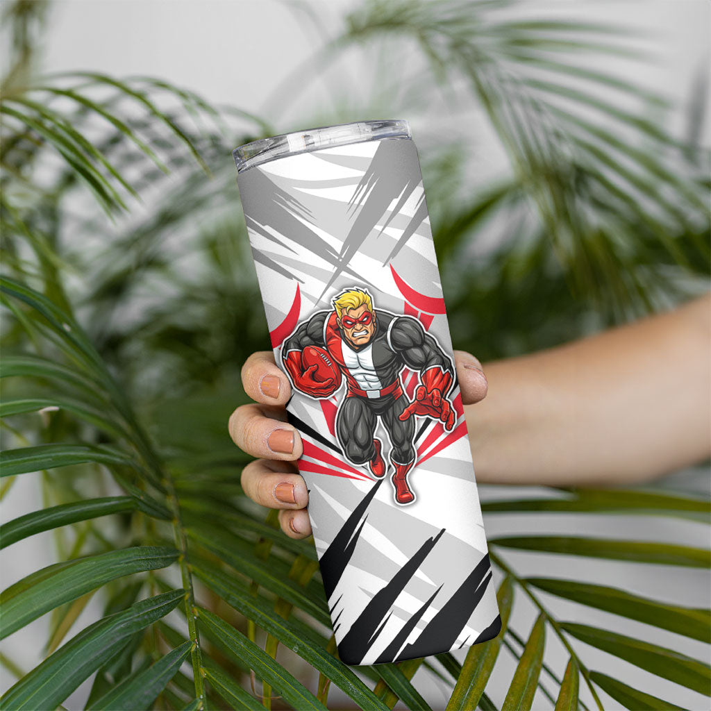 St Kilda Saints Australian Football Skinny Tumbler Superhero Mascot Graphic - Bold Team Colors