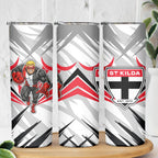 St Kilda Saints Australian Football Skinny Tumbler Superhero Mascot Graphic - Bold Team Colors