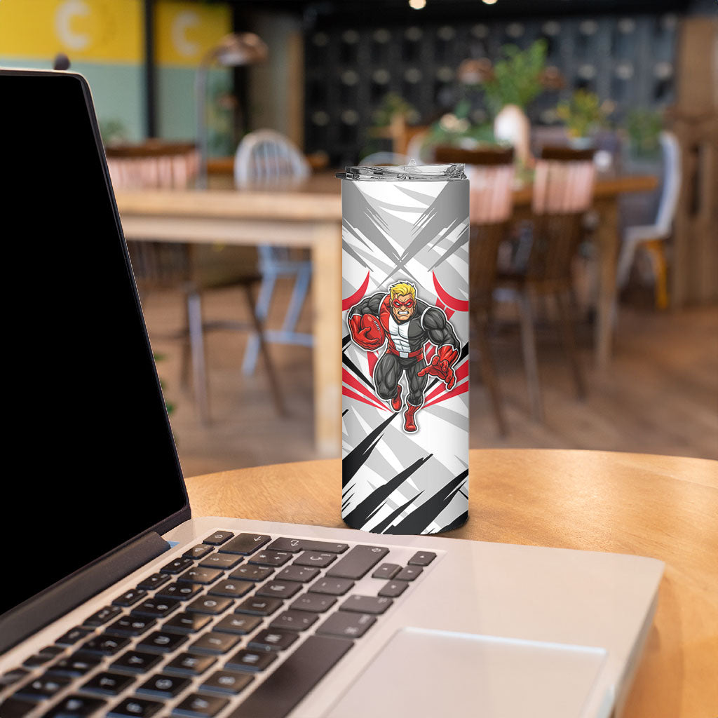 St Kilda Saints Australian Football Skinny Tumbler Superhero Mascot Graphic - Bold Team Colors