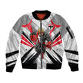 St Kilda Saints Australian Football Sleeve Zip Bomber Jacket Superhero Mascot Graphic - Bold Team Colors