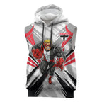 St Kilda Saints Australian Football Sleeveless Hoodie Superhero Mascot Graphic - Bold Team Colors