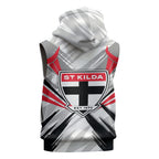 St Kilda Saints Australian Football Sleeveless Zip Hoodie Superhero Mascot Graphic - Bold Team Colors