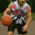 St Kilda Saints Australian Football Sleeveless Zip Hoodie Superhero Mascot Graphic - Bold Team Colors