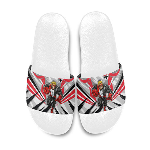 St Kilda Saints Australian Football Slide Sandals Superhero Mascot Graphic - Bold Team Colors
