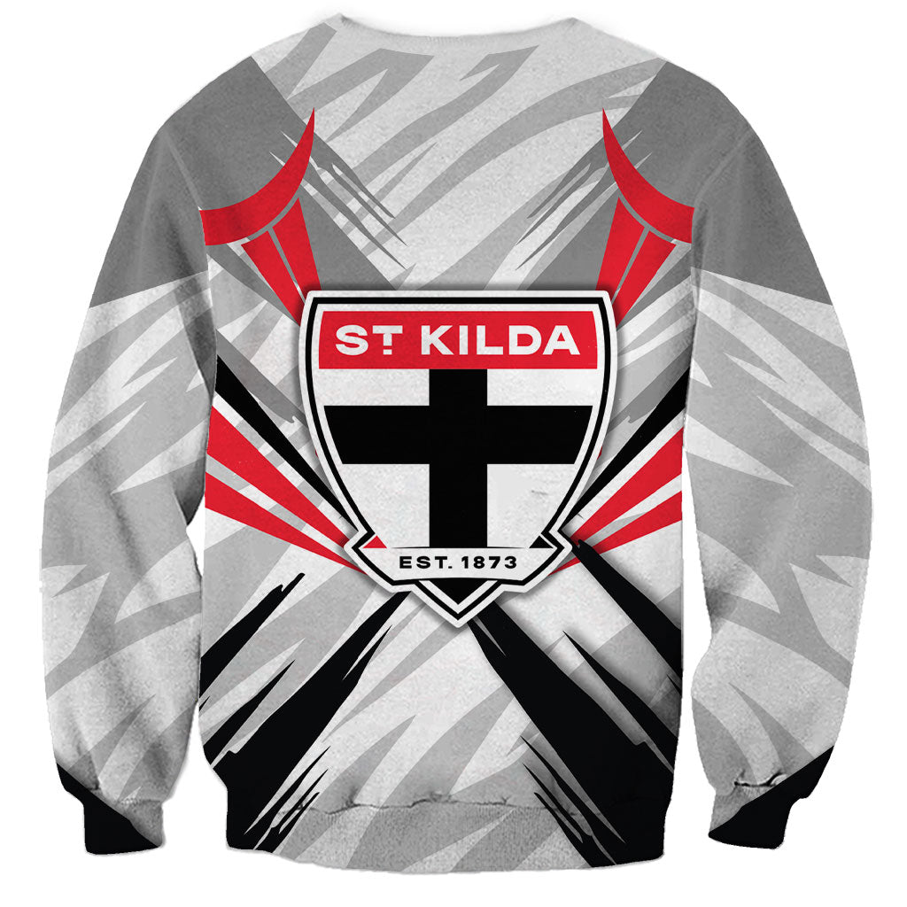 St Kilda Saints Australian Football Sweatshirt Superhero Mascot Graphic - Bold Team Colors