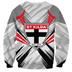 St Kilda Saints Australian Football Sweatshirt Superhero Mascot Graphic - Bold Team Colors