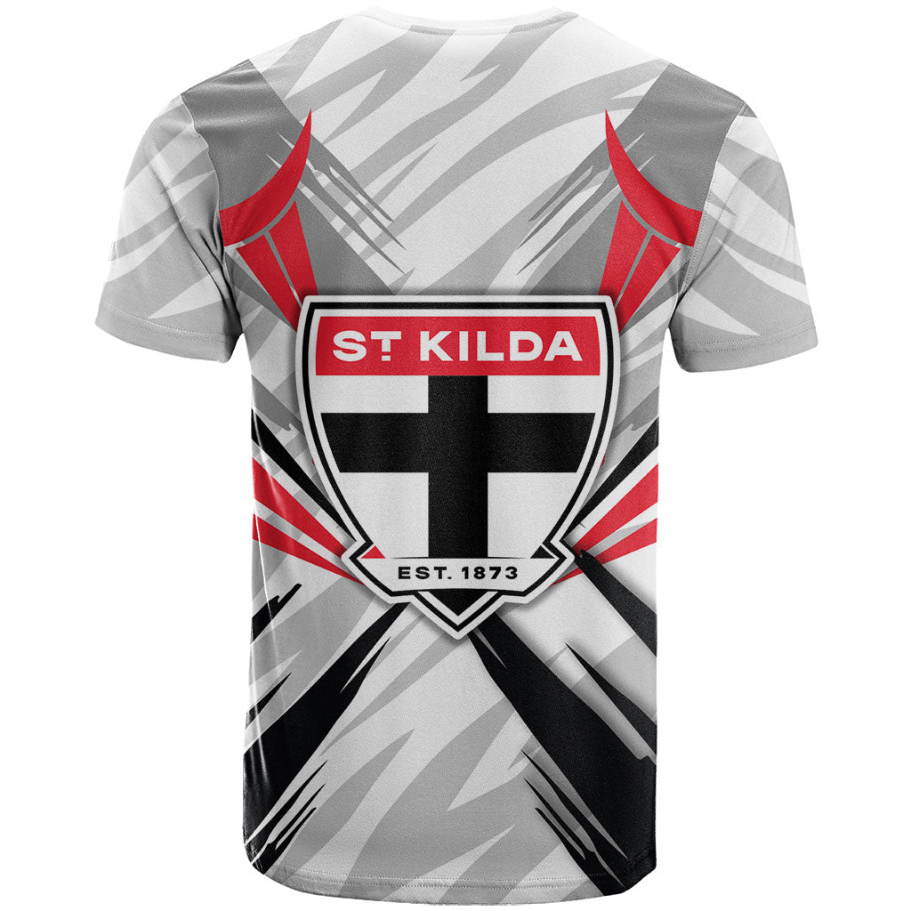 St Kilda Saints Australian Football T Shirt Superhero Mascot Graphic - Bold Team Colors
