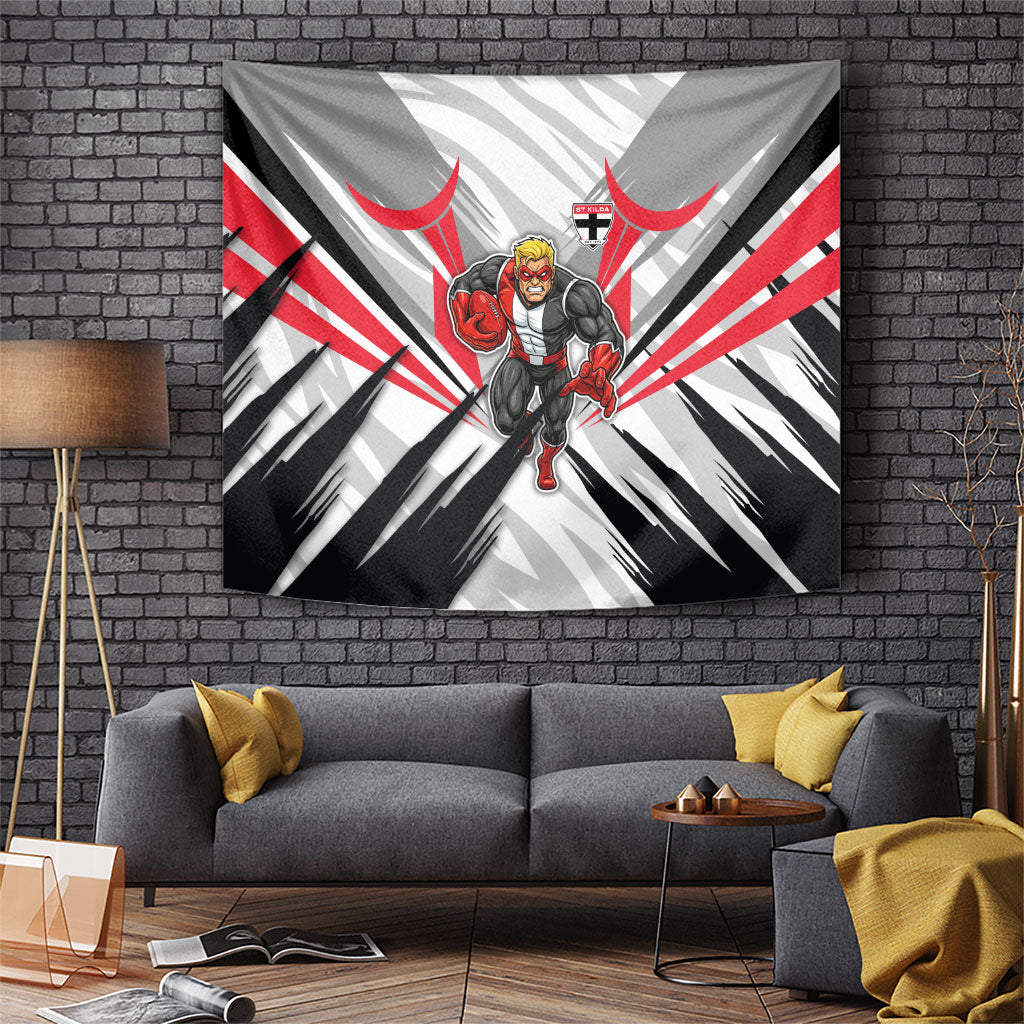 St Kilda Saints Australian Football Tapestry Superhero Mascot Graphic - Bold Team Colors