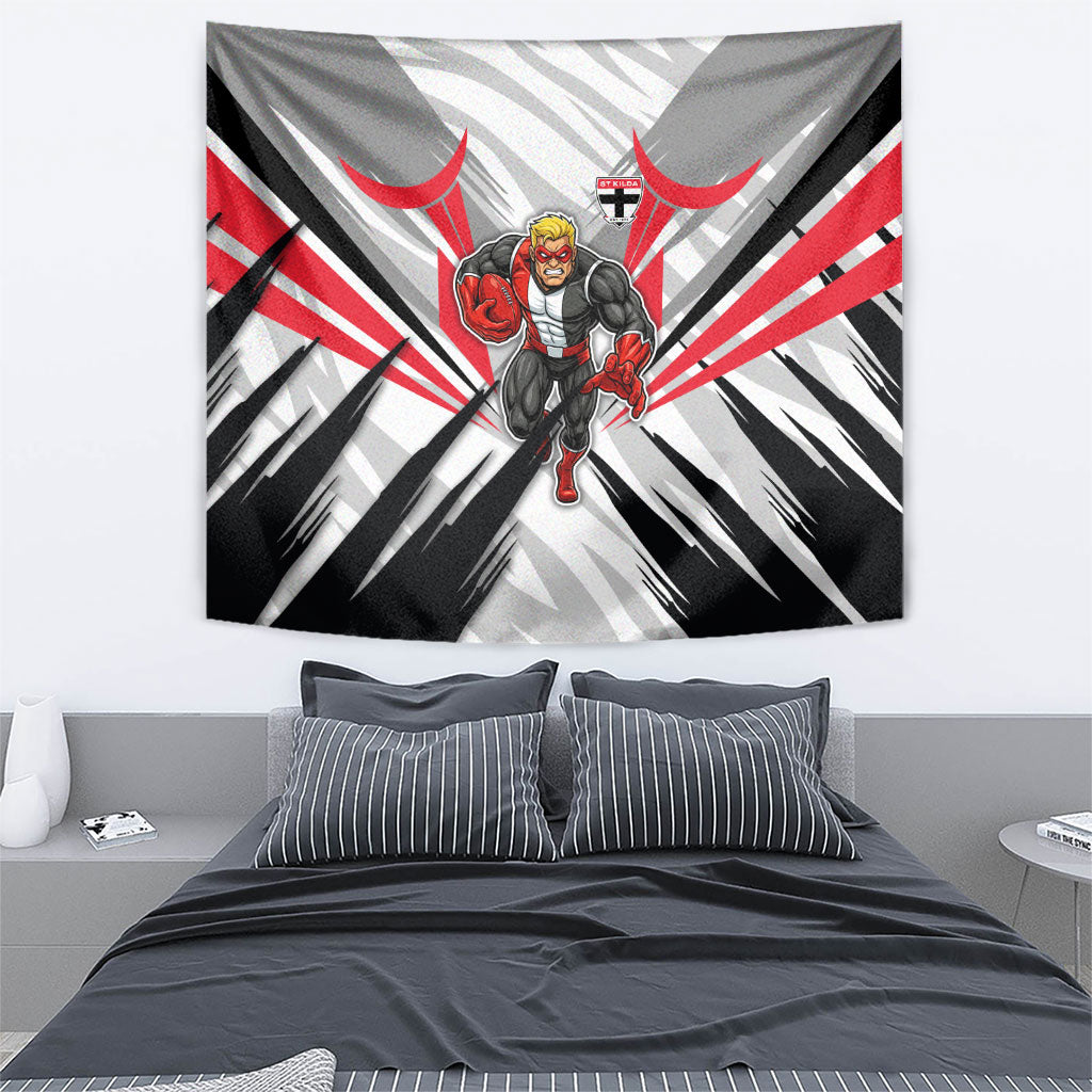 St Kilda Saints Australian Football Tapestry Superhero Mascot Graphic - Bold Team Colors