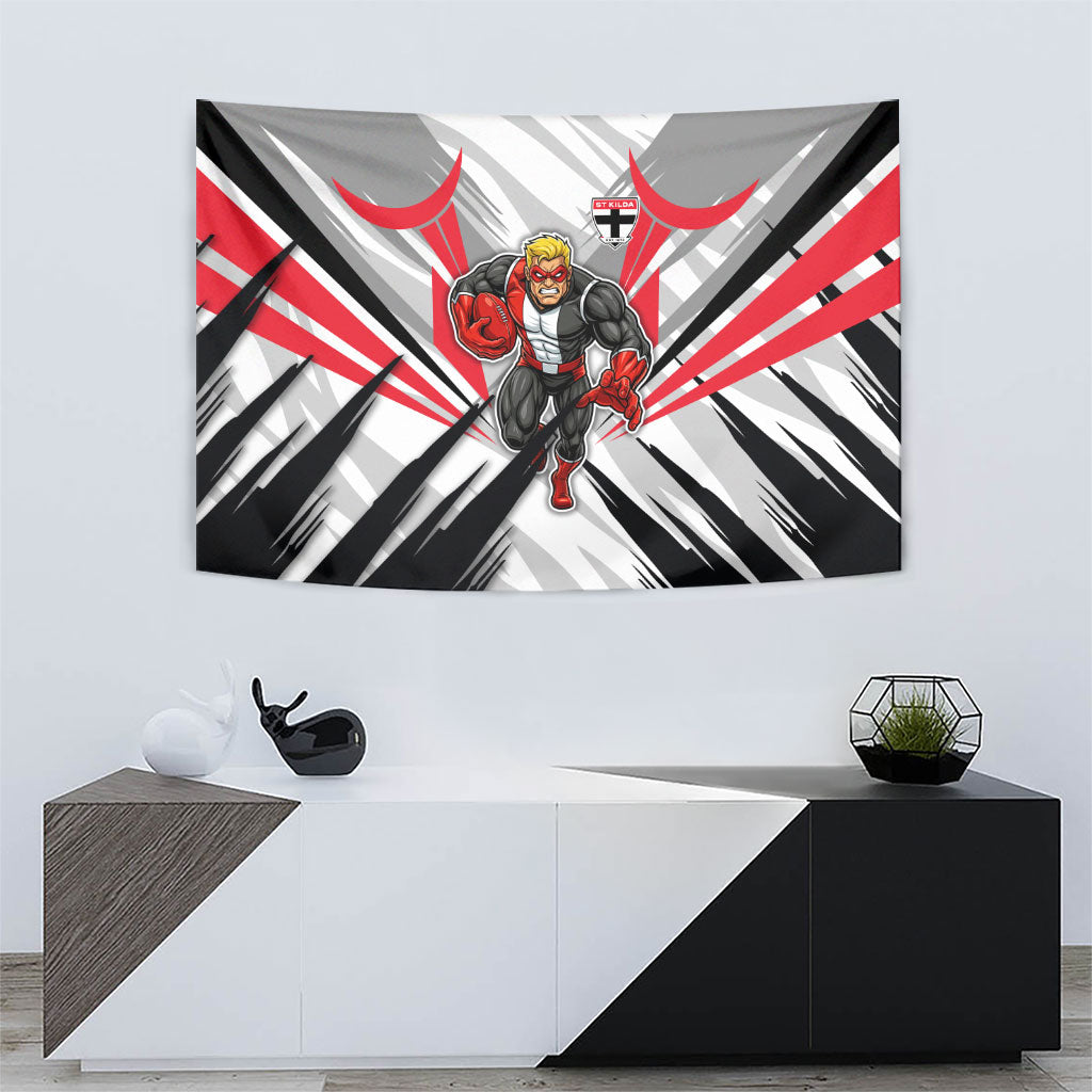 St Kilda Saints Australian Football Tapestry Superhero Mascot Graphic - Bold Team Colors