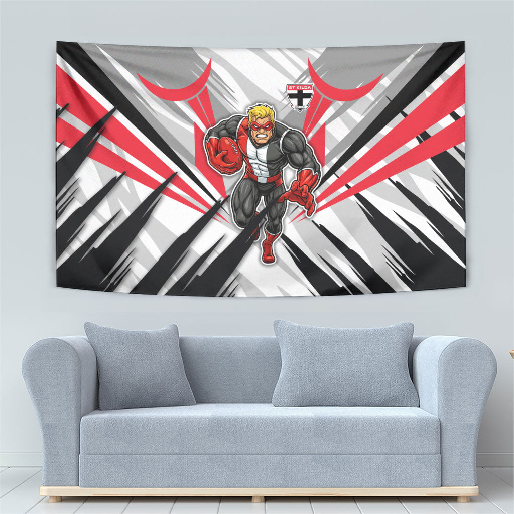 St Kilda Saints Australian Football Tapestry Superhero Mascot Graphic - Bold Team Colors