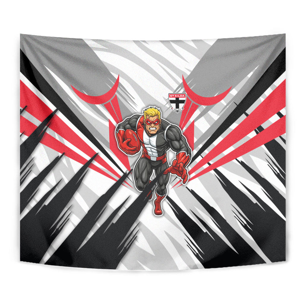 St Kilda Saints Australian Football Tapestry Superhero Mascot Graphic - Bold Team Colors