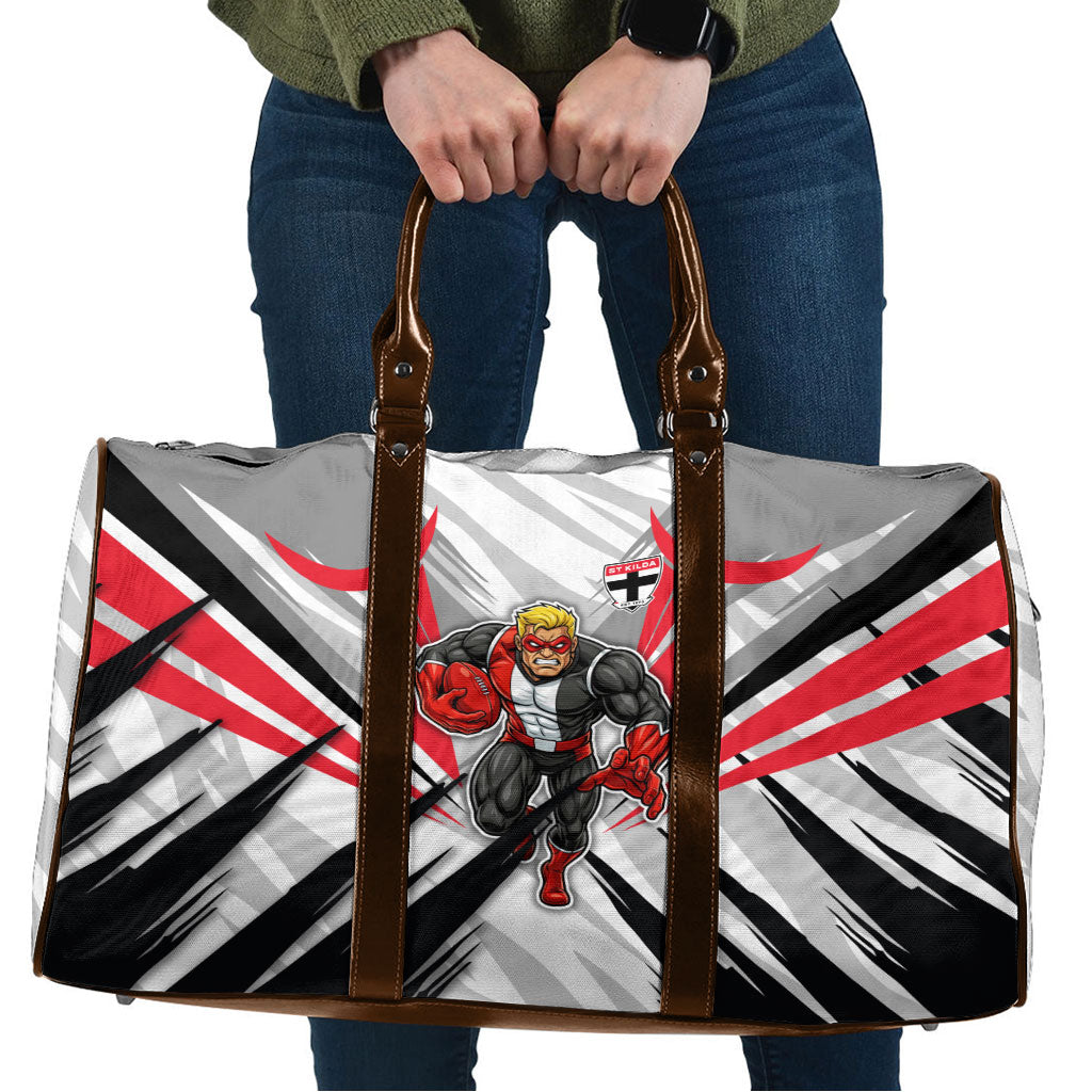 St Kilda Saints Australian Football Travel Bag Superhero Mascot Graphic - Bold Team Colors