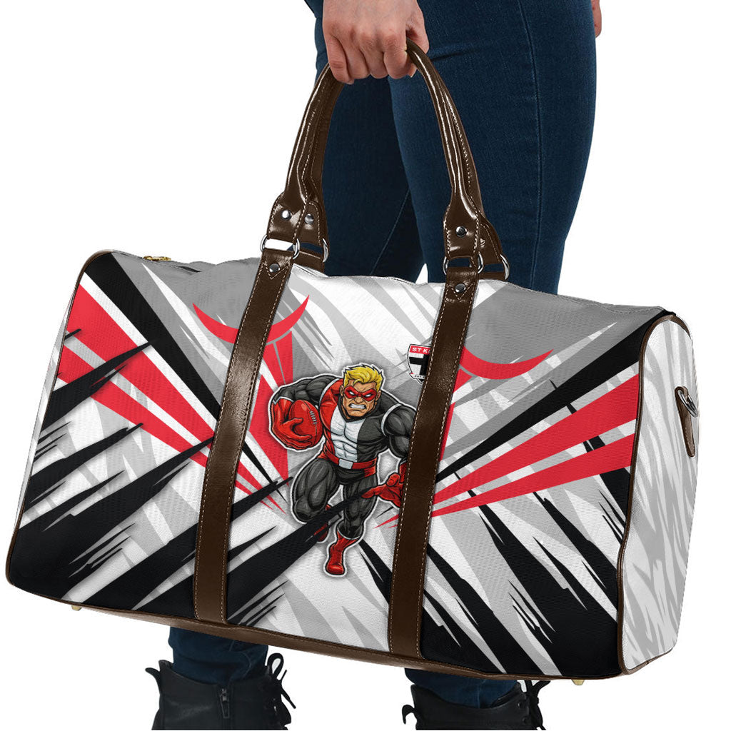 St Kilda Saints Australian Football Travel Bag Superhero Mascot Graphic - Bold Team Colors