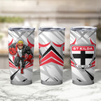 St Kilda Saints Australian Football Tumbler Cup Superhero Mascot Graphic - Bold Team Colors