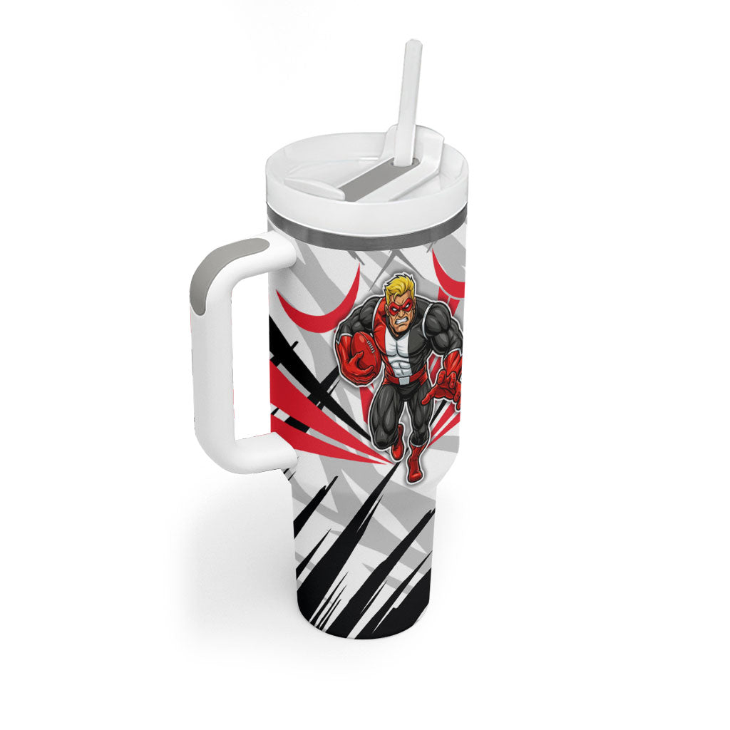 St Kilda Saints Australian Football Tumbler With Handle Superhero Mascot Graphic - Bold Team Colors