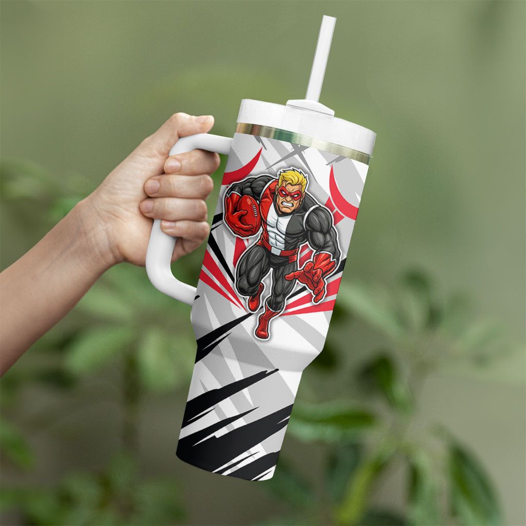 St Kilda Saints Australian Football Tumbler With Handle Superhero Mascot Graphic - Bold Team Colors