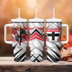St Kilda Saints Australian Football Tumbler With Handle Superhero Mascot Graphic - Bold Team Colors