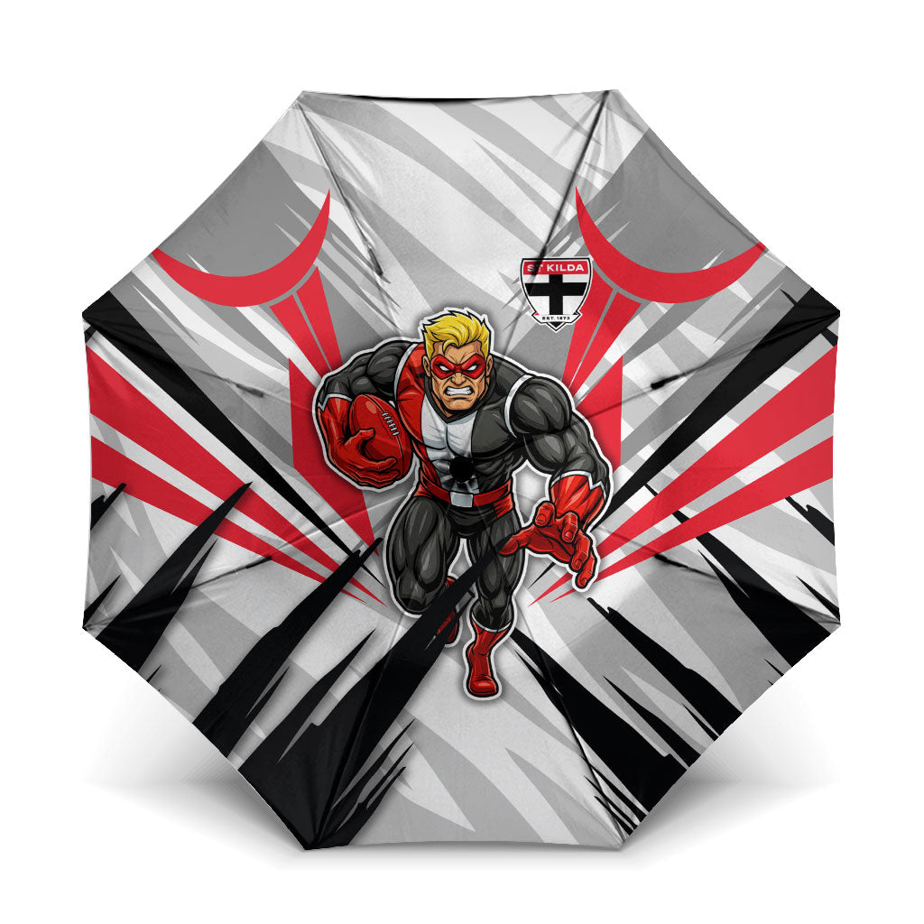 St Kilda Saints Australian Football Umbrella Superhero Mascot Graphic - Bold Team Colors