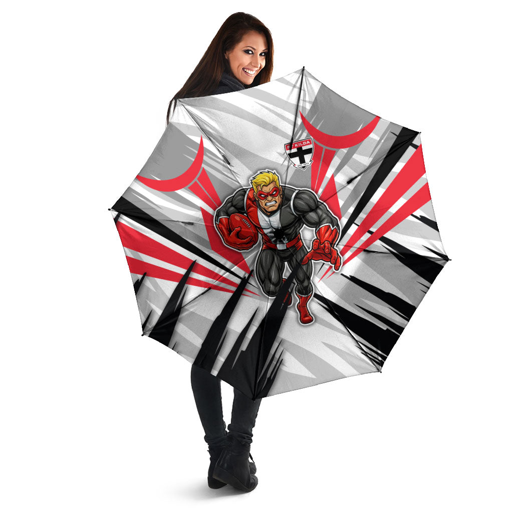 St Kilda Saints Australian Football Umbrella Superhero Mascot Graphic - Bold Team Colors