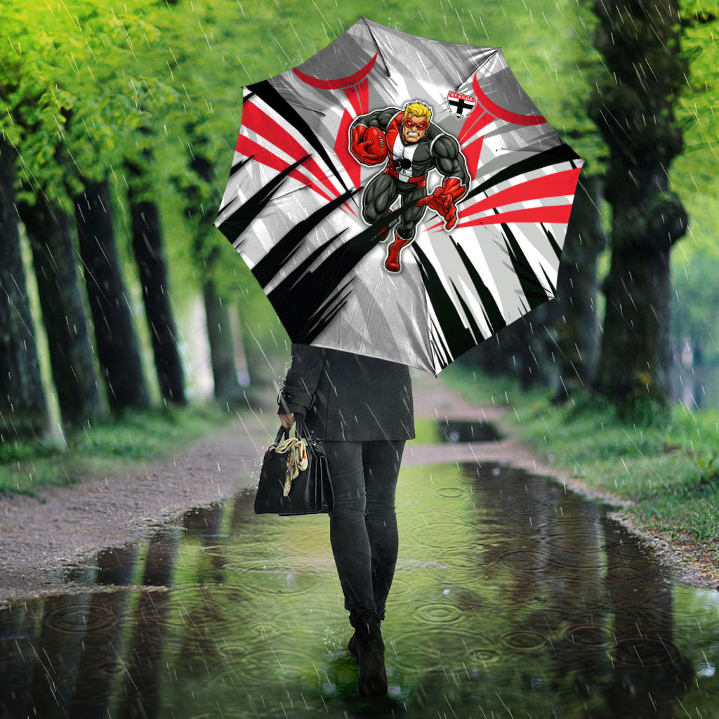 St Kilda Saints Australian Football Umbrella Superhero Mascot Graphic - Bold Team Colors