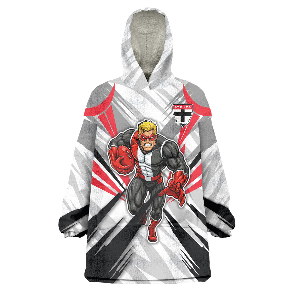 St Kilda Saints Australian Football Wearable Blanket Hoodie Superhero Mascot Graphic - Bold Team Colors