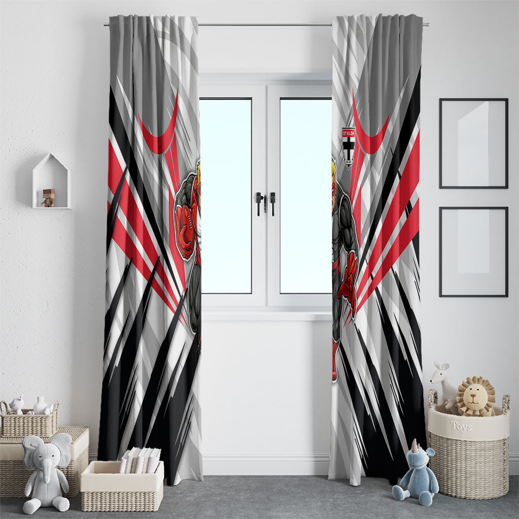 St Kilda Saints Australian Football Window Curtain Superhero Mascot Graphic - Bold Team Colors