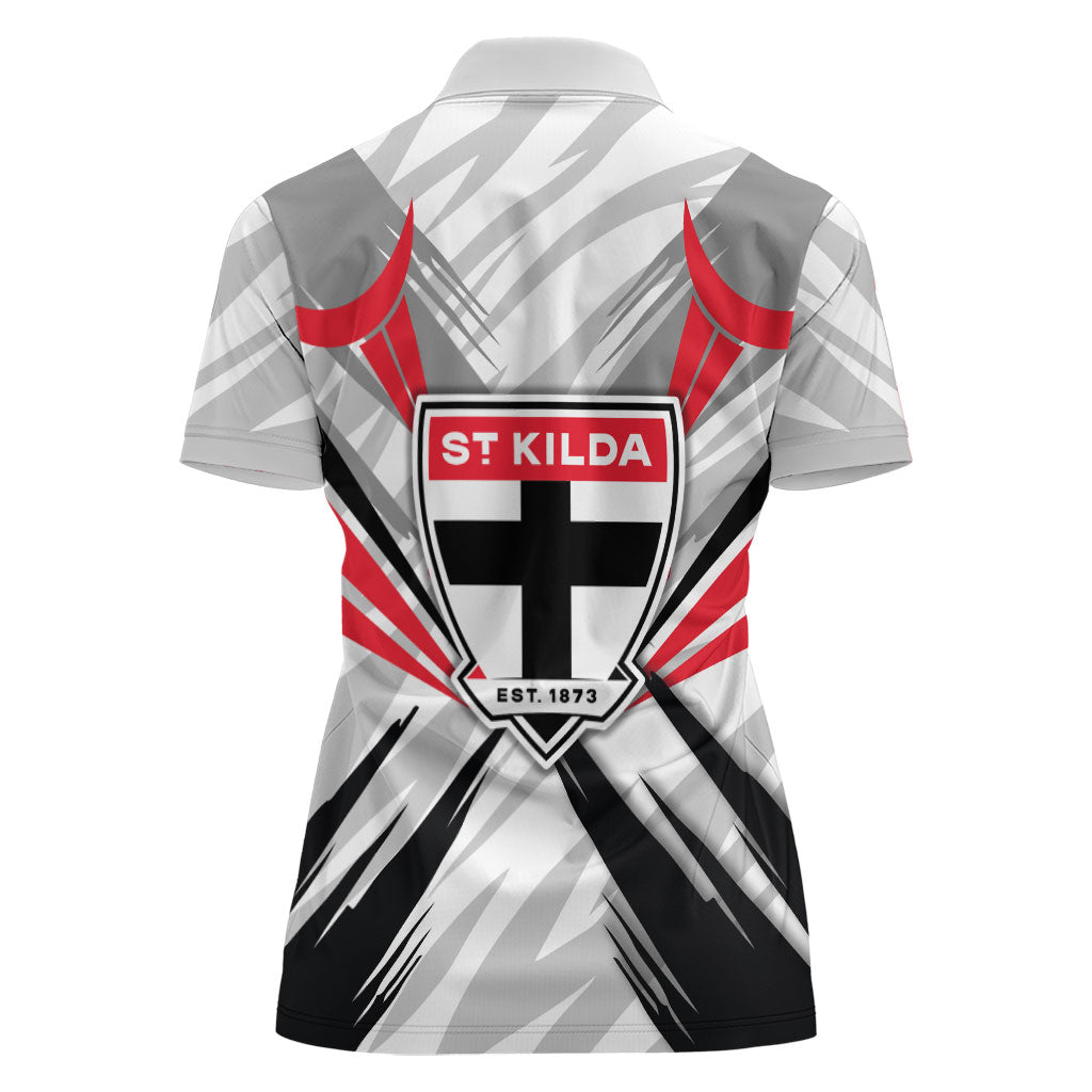 St Kilda Saints Australian Football Women Polo Shirt Superhero Mascot Graphic - Bold Team Colors