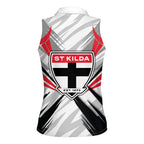 St Kilda Saints Australian Football Women Sleeveless Polo Shirt Superhero Mascot Graphic - Bold Team Colors