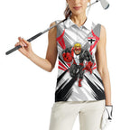 St Kilda Saints Australian Football Women Sleeveless Polo Shirt Superhero Mascot Graphic - Bold Team Colors