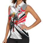 St Kilda Saints Australian Football Women Sleeveless Polo Shirt Superhero Mascot Graphic - Bold Team Colors