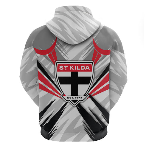 St Kilda Saints Australian Football Zip Hoodie Superhero Mascot Graphic - Bold Team Colors