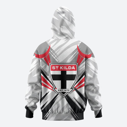St Kilda Saints Australian Football Zip Hoodie Superhero Mascot Graphic - Bold Team Colors
