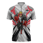 St Kilda Saints Australian Football Zipper Polo Shirt Superhero Mascot Graphic - Bold Team Colors