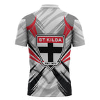 St Kilda Saints Australian Football Zipper Polo Shirt Superhero Mascot Graphic - Bold Team Colors