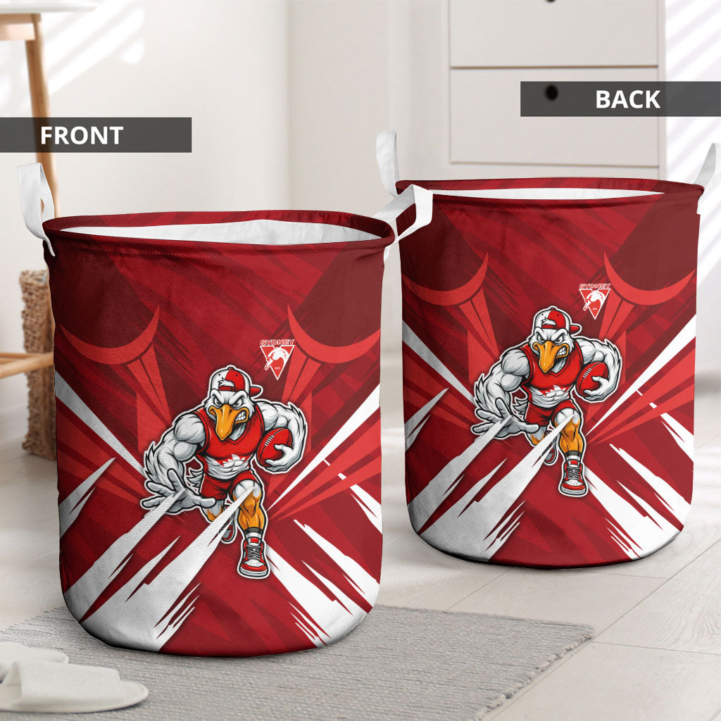 Sydney Swans Australian Football Laundry Basket Muscular Swan Mascot - Bold Team Colors