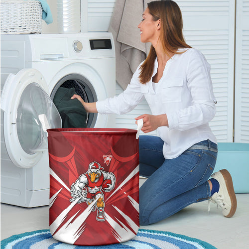 Sydney Swans Australian Football Laundry Basket Muscular Swan Mascot - Bold Team Colors