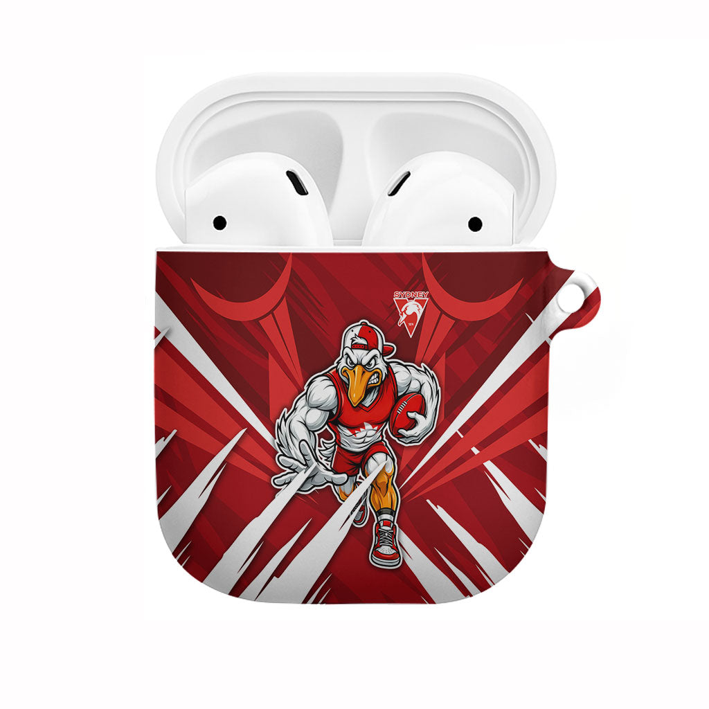 Sydney Swans Australian Football AirPods Case Muscular Swan Mascot - Bold Team Colors