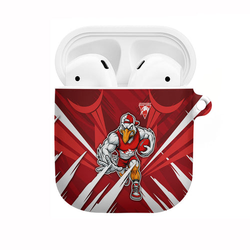 Sydney Swans Australian Football AirPods Case Muscular Swan Mascot - Bold Team Colors